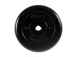 MB-AtletB51-10 Athlete rubber disc, black, 51 mm, 10 kg