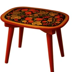Bench for preschools Oval bench with Khokhloma painting wood 260x350x260MM 7340000000