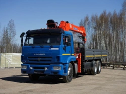 Special purpose vehicle with KMA type hydraulic loading crane on the basis of KAMAZ 65117 and its modifications 64K31G-LA