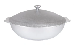 Cast aluminium sauté pan 300/75mm (uncoated) Kukmara TM, with aluminium lid