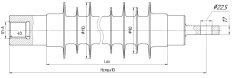 Fixing rod insulator with ribbed shell made of organosilicon rubber FSPKr 120-3/0,6