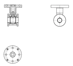 Ball interflanged ball valve under electric actuator ?? DN 10-100 PN 1,6-10,0 MPa