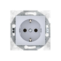 CADUCEUS ALING PRESTIGE Flush-mounted socket outlet with grounding with ceramic base 16A, 250V~, silver, a