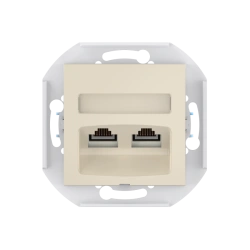 CADUCEUS ALING PRESTIGE Flush-mounted double computer socket with Keystone RJ45 8P8C cat.6 UTP modules, beige, art. 60