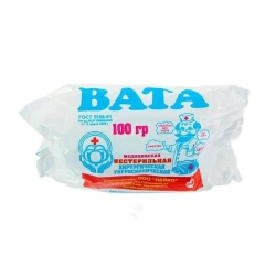 Medical cotton wool hygroscopic surgical, cotton, non-sterile according to GOST 5556-81, packing roll 100 grams
