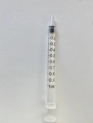 Single-use 3-part sterile injection syringes, sterile, in version 1 A "Luer" without needle