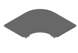 Tray cover for 90 degree angled radius horizontal swivelling of the route KL 000 U90R15, with overall dimensions from 50 mm upwa