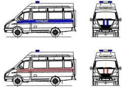 Vehicles for emergency services and police type 3009 mod.: 3009SF, 3009GF, 3009YF on base vehicles GAZ mod. 2705