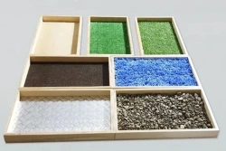 Tactile panels and mazes, including tactile walkways
