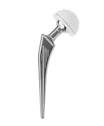 Cement fixation hip prosthesis with metal-polyethylene friction pair