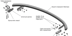 Front bumper guard d57 + fastening kit, RIVAL, Hyundai Tucson (2021- )