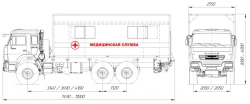 Medical service van on chassis of vehicles type 57564 modification:57551Z on the basis of KAMAZ chassis of modification 5350-D5