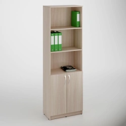 Filing cabinet 2 doors, shelves.