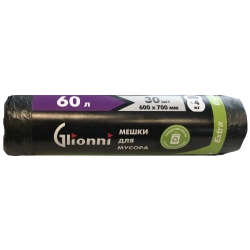 Plastic film bag, trade mark Glionni "EXTRA" 60l