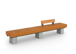 Bench "Arc straight" with backrest (on concrete base) Art.No. A1044