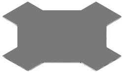 Cover of X-branch of self-supporting cable trunking KLY 000 X, with overall dimensions from 150 mm to 1000 mm, with metal thickn
