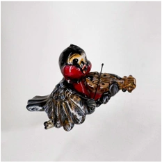 Handmade glass Christmas tree toy "Fiddler-Finch"