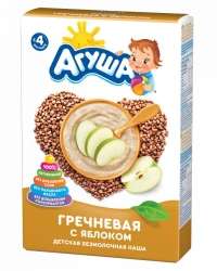 Dairy-free quick-soluble porridge buckwheat with apple, with prebiotic substances and fructose, t.zn. "Agusha", 200 g. "Agusha",