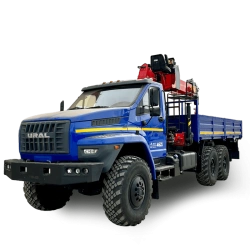 Special cargo flatbed truck BORUS 4621 equipped with crane-manipulator INMAN JSC IT 200 on chassis URAL 4320-.