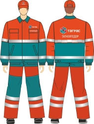 Women's high-visibility signal suit (jacket, trousers) for protection against general industrial pollution made of cotton-polyes