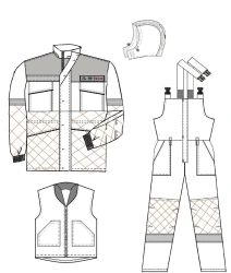 Women's suit (jacket, dungarees) for protection against low temperatures, general industrial pollution and mechanical effects (a