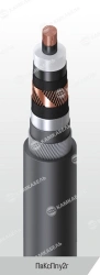 Power cable with copper core insulated with cross-linked polyethylene for voltage 64/110 and 127/220 kV of PvKsPpu2g grade