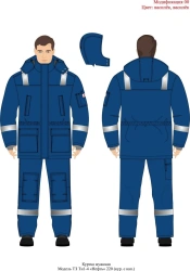 Hooded jacket for men for protection against low temperatures (1st class of protection) for operation in I-II climatic zones wit