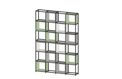 Office shelving unit on metal frame