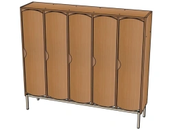 5-section cupboard with shaped doors on metal frame/ SD23