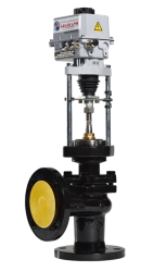 Shut-off and regulating angle single-seated valve, type KZR angle single-seated; DN 15-300; PN 16