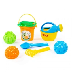 Set No. 225: small bucket, flower strainer, flower trough, trowel No. 2, rake No. 2, 3 moulds, small watering can No. 4, Article