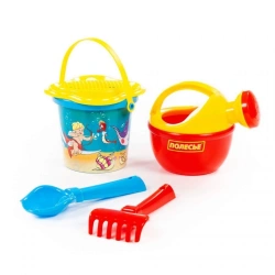 Set No. 217: Small bucket with sticker, flower strainer, trowel No. 2, rake No. 2, small watering can No. 4, item No. 0542