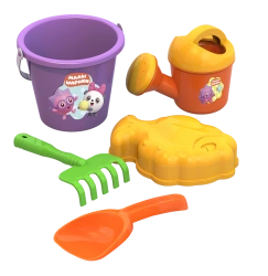 Sand set Malyshariki #4 "Hedgehog and Pandochka"(bucket, watering can, rake, scoop, 1 sea mould)