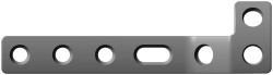L-shaped support plate (3-10 holes, length 71-183 mm (left, right).