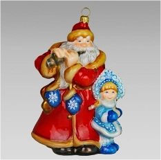 Handmade glass Christmas tree toy "Snow Maiden and Father Frost"