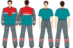 Women's suit (jacket, dungaree, headgear) for protection against general industrial pollution and mechanical effects.