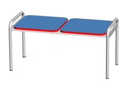 Metal-framed two-seater rigid banquette