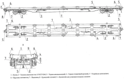 Flat wagon for carriage of large-capacity containers model 13-6726 project VATST.117.00.00.00.000