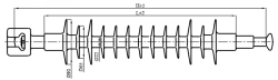 Linear suspended rod insulator with protective sheath made of organosilicon composition LC 120/35-I-3 GP