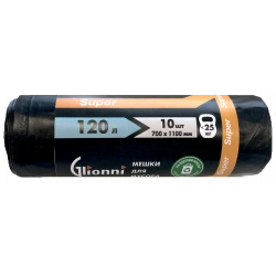 Plastic film bag, trade mark Glionni "SUPER" 120l