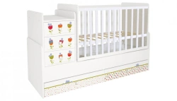 Polini Kids Simple 1100 Sleepy Kittens Crib, white, article number 0001442.9.7
