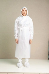 Protective medical non-sterile disposable gown according to TU 32.50.50-002-23658498-2021, variant: Protective medical non-steri
