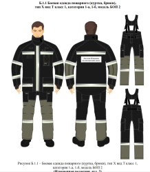 Special protective clothing for firefighters of general purpose. Fireman's combat clothing type X type T class 1, category 1-a,