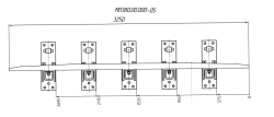 Counter rail from profile SP850 with complete set of pads with stop and fastenings for SP t. R50 m 1/9 pr. 1623 (MP 380.00.000-0