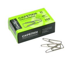 Paper clips 31 mm 100 pcs. with curved edge, nickel-plated