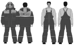Men's suit (jacket, dungaree) for protection against low temperatures, general industrial contamination and mechanical effects: 