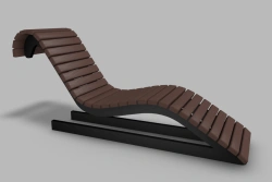 Shaped metal frame chaise longue