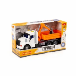 "Pro", flatbed car with inertial bucket (with light and sound) (orange) (in a box), Item No. 96128