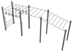 Handrail with height change and possibility of using additional accessories (movable rings), 6 m long, with auxiliary accessorie