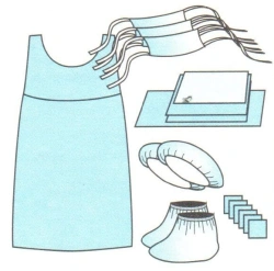 Set for labour room of single use (sterile):